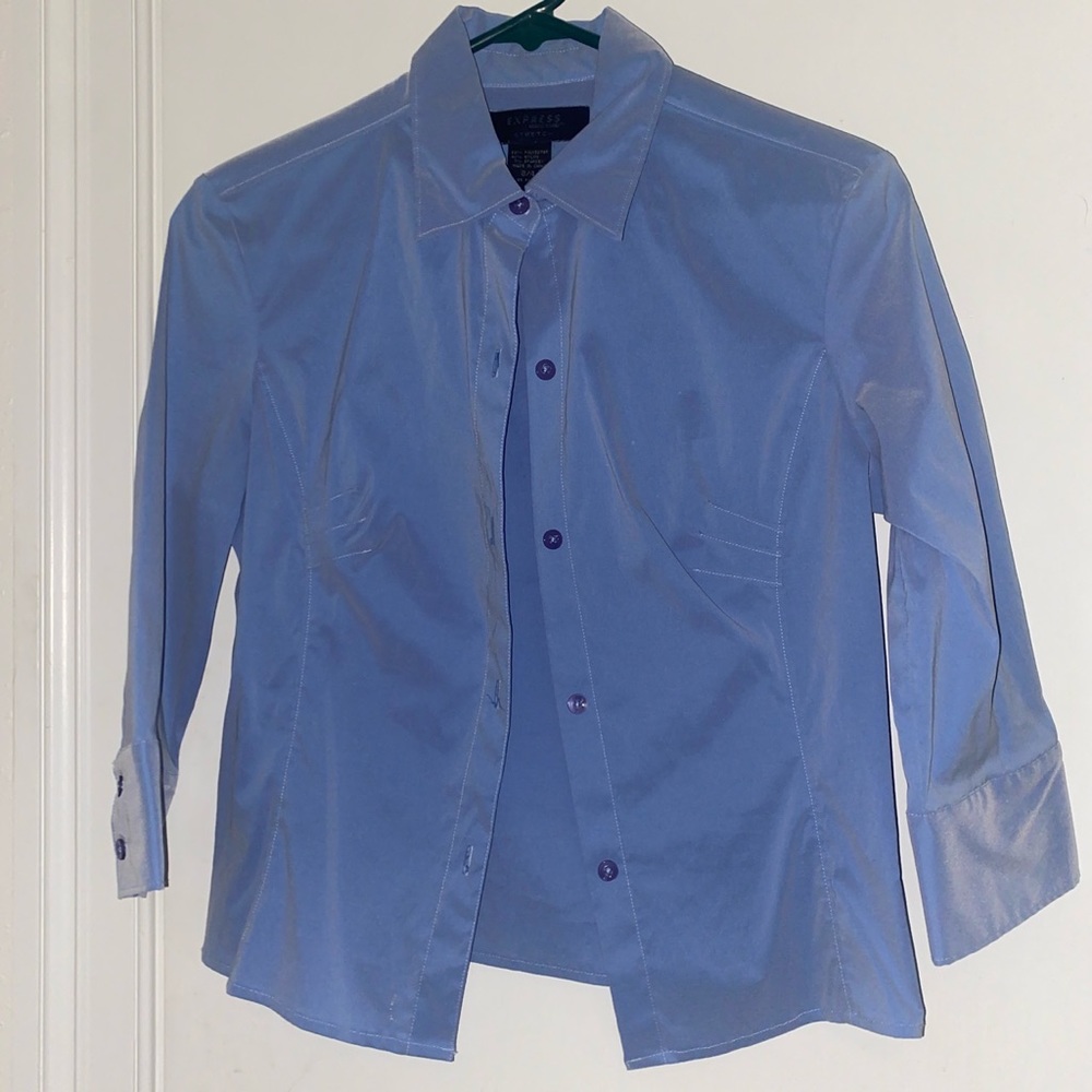 Express Stretch Womens Blue Blouse